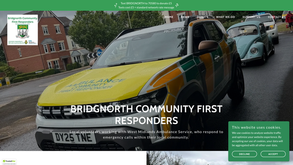 Screenshot of the Bridgnorth District Community First Responders website