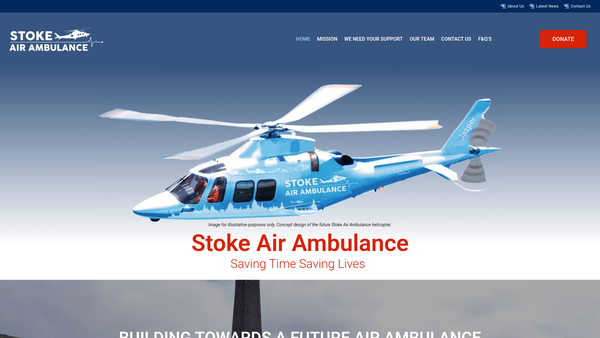 Screenshot of the Stoke Air Ambulance CIO website