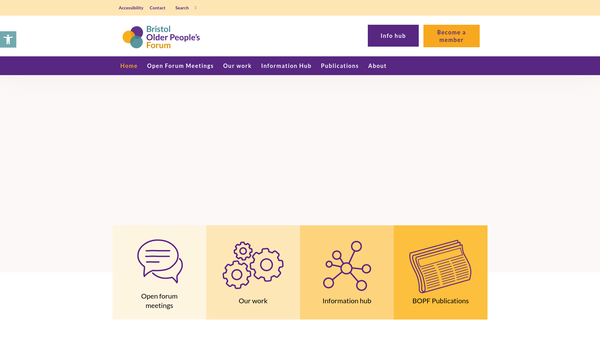 Screenshot of the Bristol Older People's Forum website