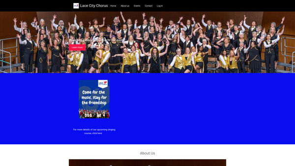 Screenshot of the Lace City Chorus website
