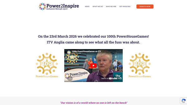 Screenshot of the Power To Inspire website