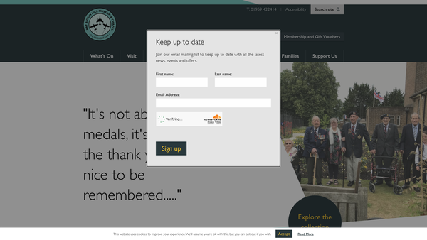 Screenshot of the Biggin Hill Memorial Museum Trust website