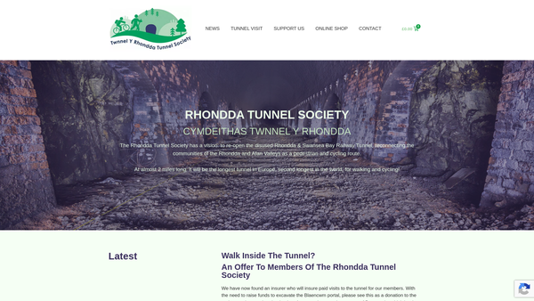 Screenshot of the Rhondda Tunnel Society website