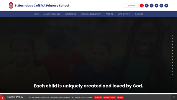 Screenshot of the St Barnabas School Parent Teacher Friends Association website