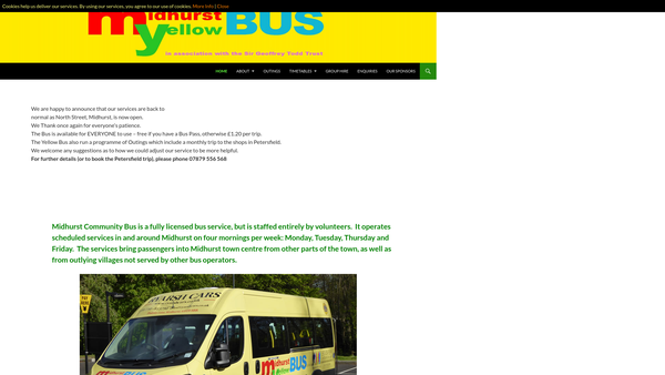 Screenshot of the The Midhurst Community Bus website