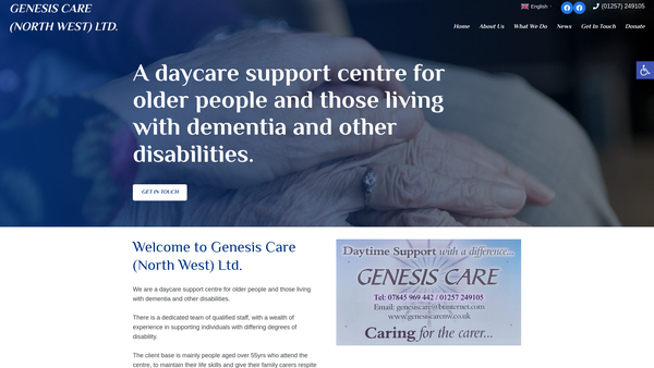 Screenshot of the Genesis Care (Nw) Ltd website