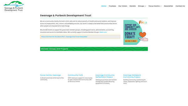 Screenshot of the Swanage And Purbeck Development Trust website