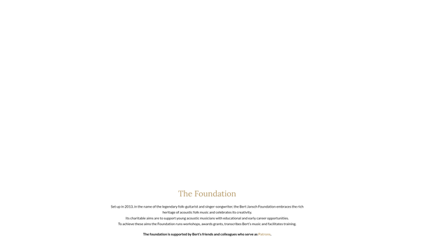Screenshot of the Bert Jansch Foundation website
