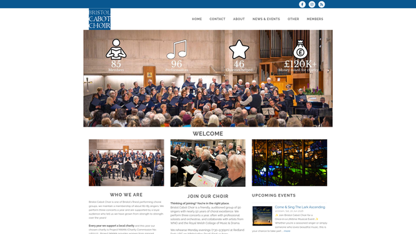 Screenshot of the Bristol Cabot Choir website