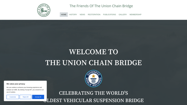 Screenshot of the Friends Of The Union Chain Bridge website