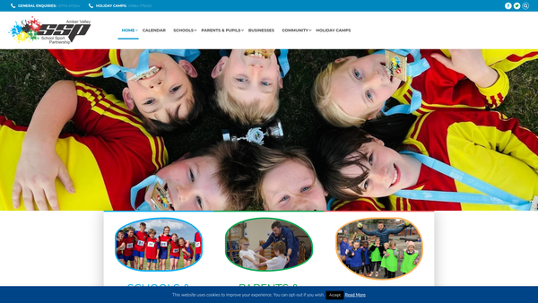 Screenshot of the Amber Valley School Sport Partnership CIO website