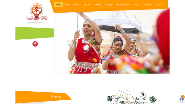 Screenshot of the Subrang Arts website
