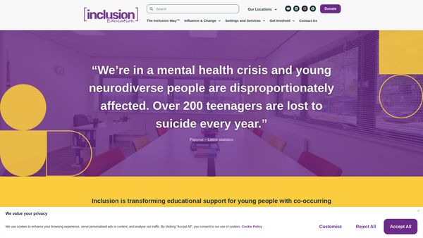 Screenshot of the Inclusion Hampshire website