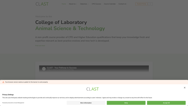 Screenshot of the College Of Laboratory Animal Science And Technology website