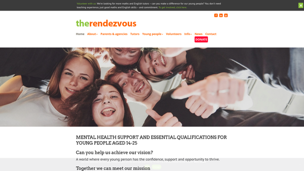 Screenshot of the Youth Resource Services (The Rendezvous Sherborne) Ltd website