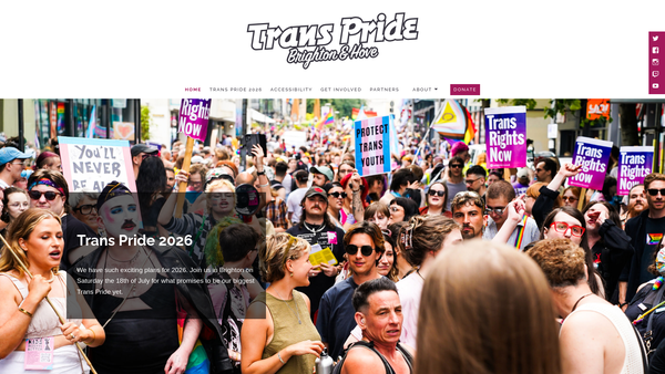 Screenshot of the Trans* Pride Brighton And Hove website