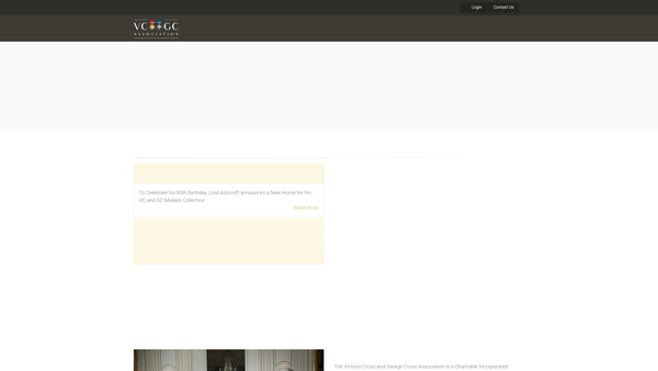 Screenshot of the The Victoria Cross And George Cross Association website