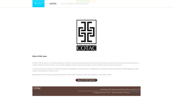 Screenshot of the Council On Training In Architectural Conservation website