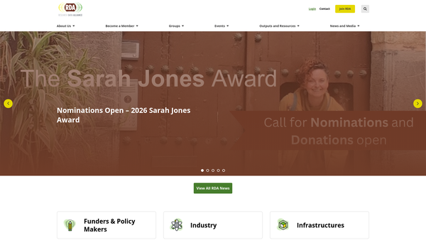 Screenshot of the Research Data Alliance Foundation website