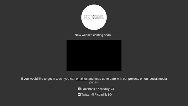 Screenshot of the Piccadilly Symphony Orchestra website