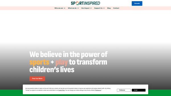 Screenshot of the Sportinspired Ltd website