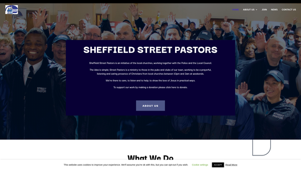 Screenshot of the Sheffield Street Pastors website