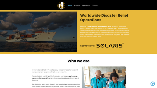 Screenshot of the International Shadow Peace Force website