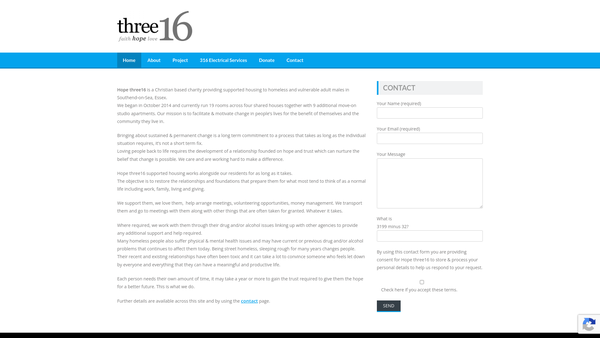 Screenshot of the Hope Three 16 Ltd website