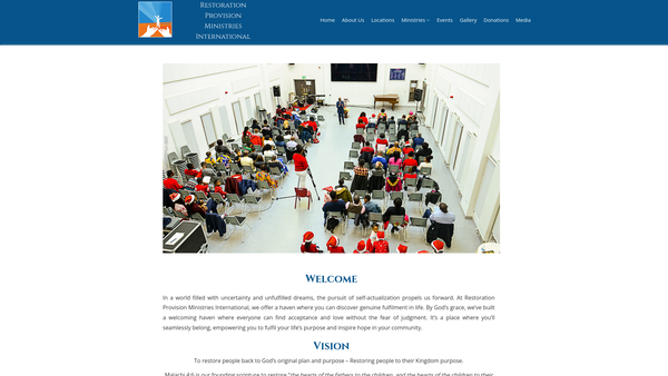 Screenshot of the Restoration Provision Ministries International website