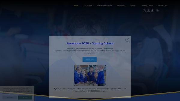 Screenshot of the St Edmund's School Parents' Association website