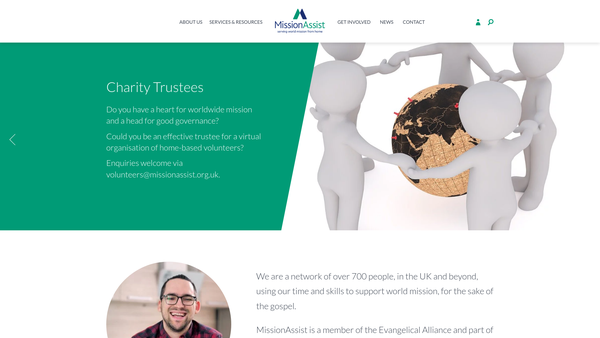Screenshot of the Missionassist website