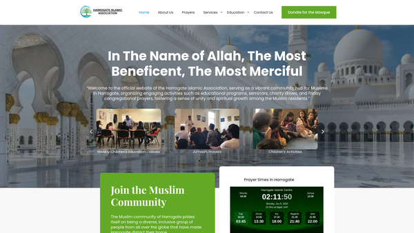 Screenshot of the Harrogate Islamic Association website