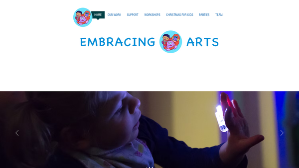 Screenshot of the Embracing Arts website