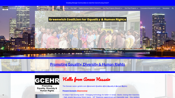 Screenshot of the Greenwich Coalition For Equality And Human Rights website