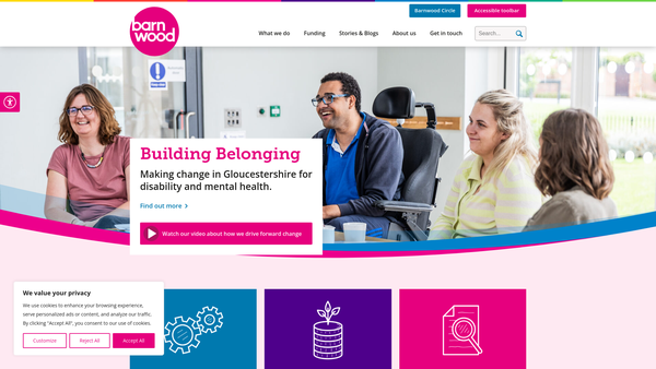 Screenshot of the Barnwood Trust website
