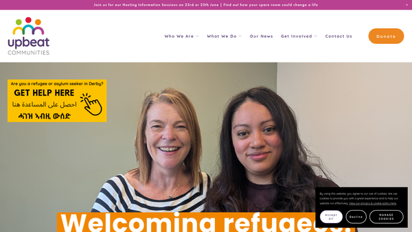 Screenshot of the Upbeat Communities Ltd website