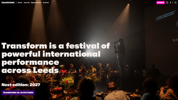Screenshot of the Transform Theatre Projects website
