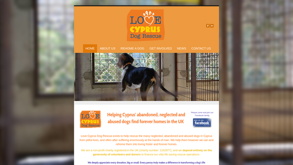 Screenshot of the Love Cyprus Dog Rescue website