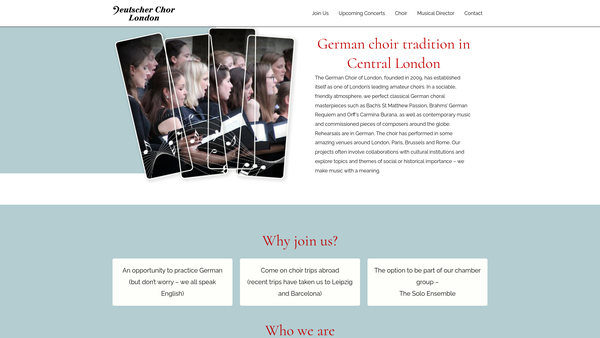 Screenshot of the German Choir Of London website