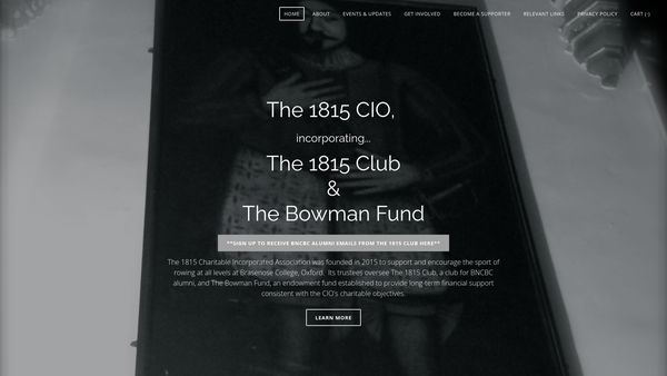 Screenshot of the The 1815 Charitable Incorporated Organisation website