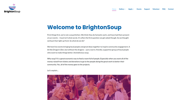 Screenshot of the Brightonsoup website