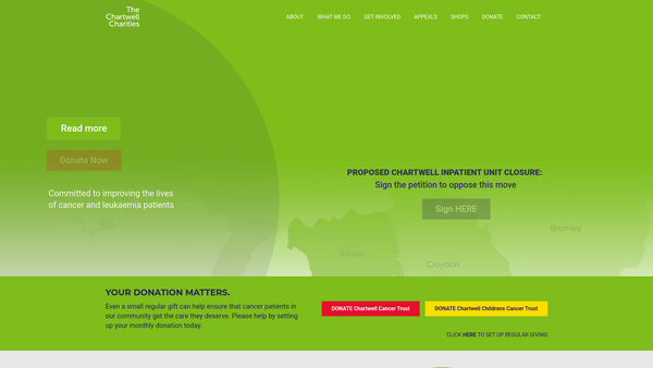 Screenshot of the The Chartwell Children's Cancer Trust CIO website