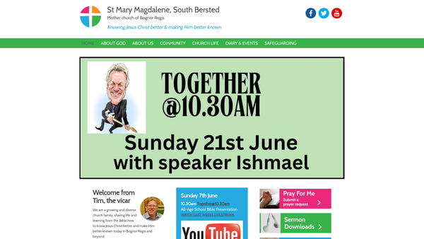 Screenshot of the The Parochial Church Council Of The Ecclesiastical Parish Of St Mary Magdalene, South Bersted website