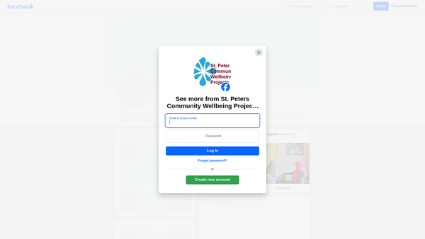Screenshot of the St Peters Community Wellbeing Projects website