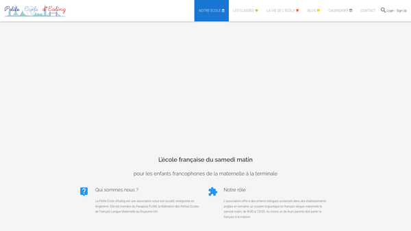 Screenshot of the Petite Ecole D'ealing website