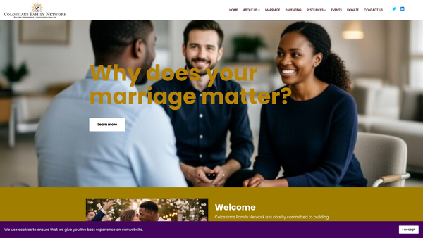 Screenshot of the Colossians Family Network website