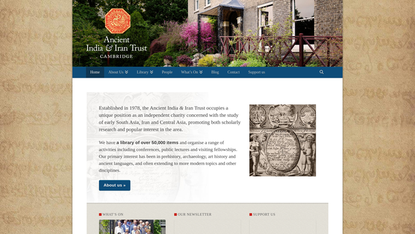 Screenshot of the The Ancient India And Iran Trust website