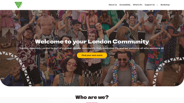 Screenshot of the Sunday Assembly website