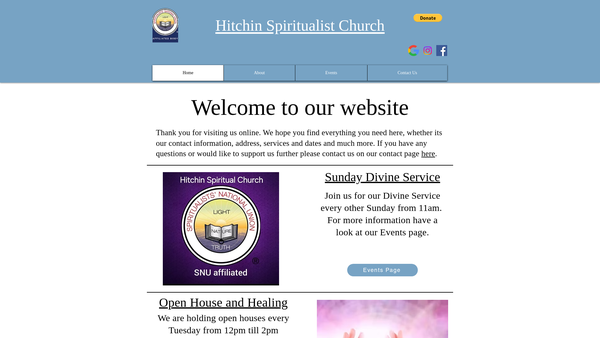 Screenshot of the Hitchin Spiritualist Church website