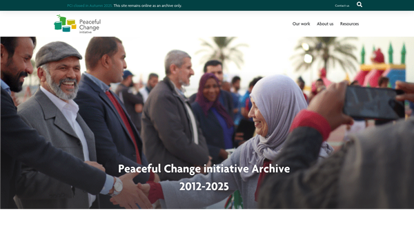 Screenshot of the Peaceful Change Initiative website